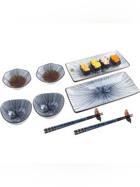 Artcome 10 Pcs Japanese Style Ceramic Sushi Plate Dinnerware Set